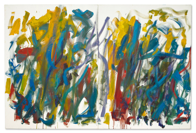 Joan Mitchell
Sunflowers
circa 1991
oil on canvas, diptych
51 x 76 1/4 inches (129.5 x 193.7 cm)