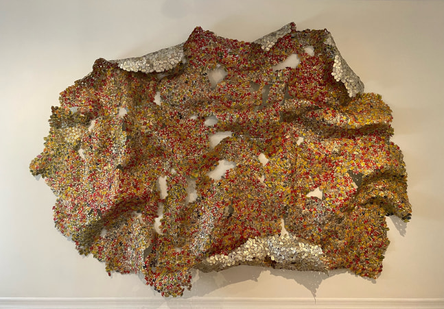 El Anatsui

TKT

2014

found aluminum and copper wire

dimensions variable; as displayed: 84&amp;nbsp; x 131 inches (213.4 x 332.7 cm)