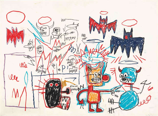 Jean-Michel Basquiat

Batman 

1983

oilstick on paper

22 x 29 7/8 inches (55.9 x 75.9 cm)