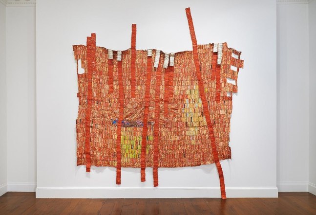 El Anatsui

Disciples
2014
found aluminum and copper wire
dimensions variable; as displayed: 93 x 128 inches (236.2 x 325.1 cm)