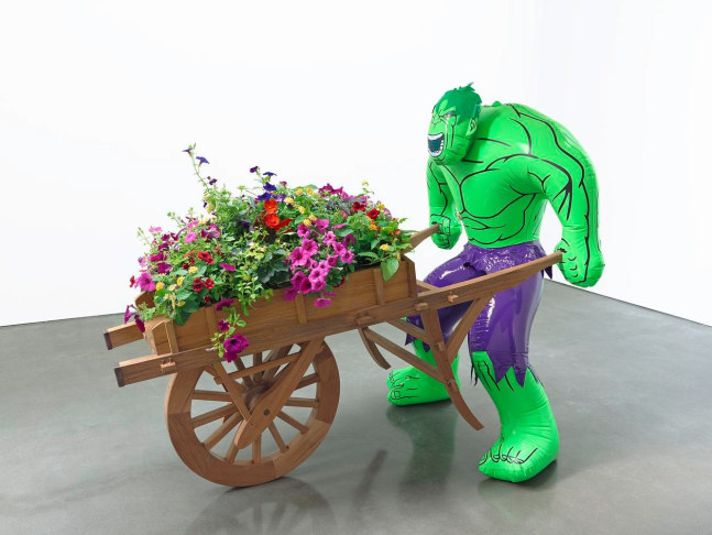 Jeff Koons Hulk (Wheelbarrow) 2004-2013 polychromed bronze, wood, copper, and live flowering plants 68 1/16 x 48 3/8 x 81 5/8 inches (172.9 x 122.9 x 207.3 cm)