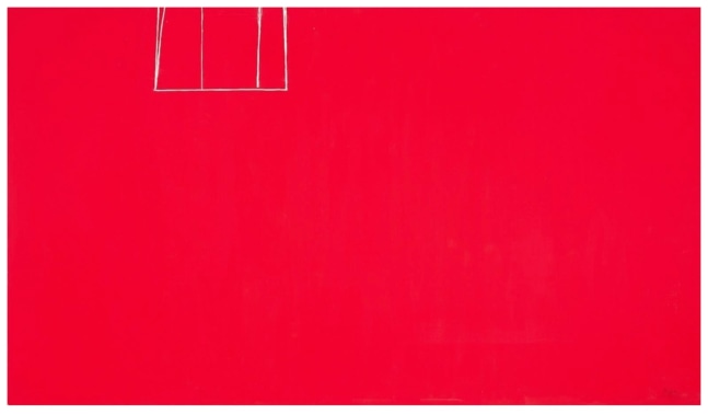 Robert Motherwell Open No. 153: In Scarlet with White Line 1970 acrylic on canvas 86 1/2 x 140 1/4 inches (219.7 x 356.2 cm)  Private collection
