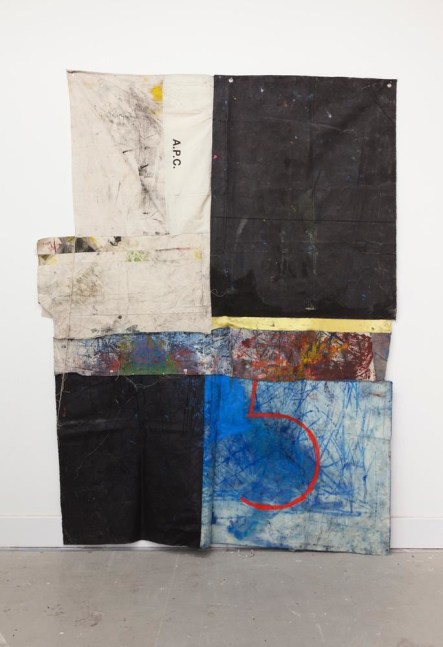 Oscar Murillo
A.P.C. French Romanticism
2014-15
oil paint, oil stick, and dirt on canvas, silk, and linen
91 x 67 inches (231.1 x 170.2 cm)