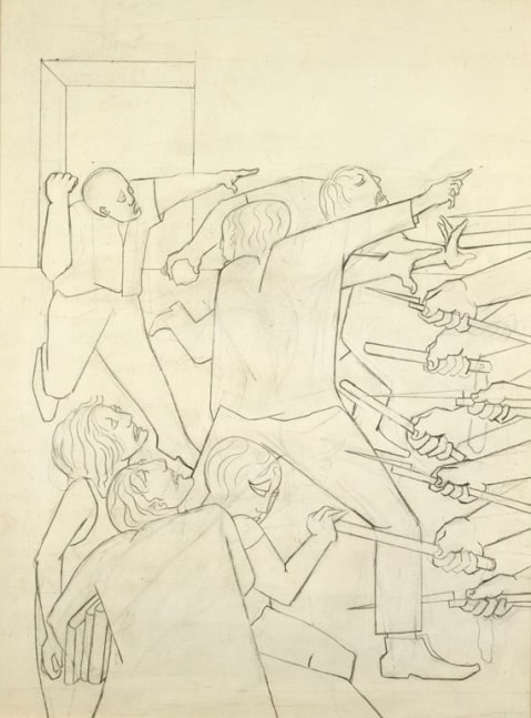 Jacob Lawrence, Struggle (Drawing for), 1965. Graphite on paper, 21 3/8 x 15 3/4 inches