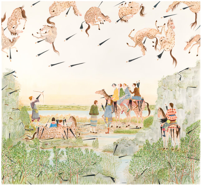 Amy Cutler Commencement, 2023 Gouache on paper 54 3/4 x 60 inches