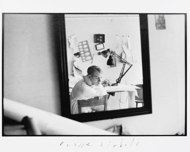 Andy Warhol (Sitting At Desk With Eyes Closed), c. 1958  Gelatin silver print 8 x 10 inches