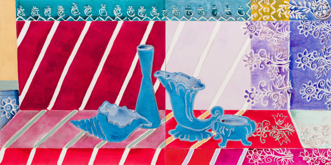 Grand Odalisque with Batik Kantha, 2021

Oil and acrylic on canvas

48 x 96 inches