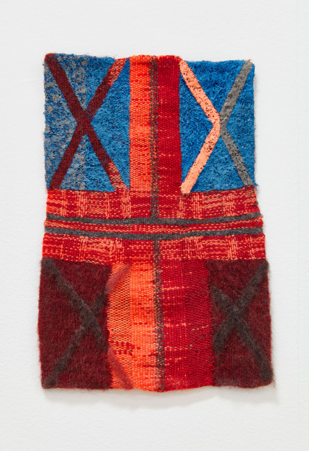 Julia Bland, Shadow Drawing, 2022. Oil paint, linen and wool, 15 1/4 x 10 1/4 inches