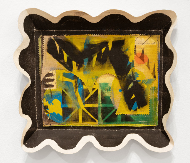 Jane South, Ménerbes, 2022. Linen, acrylic, and thread, 13 x 14 inches