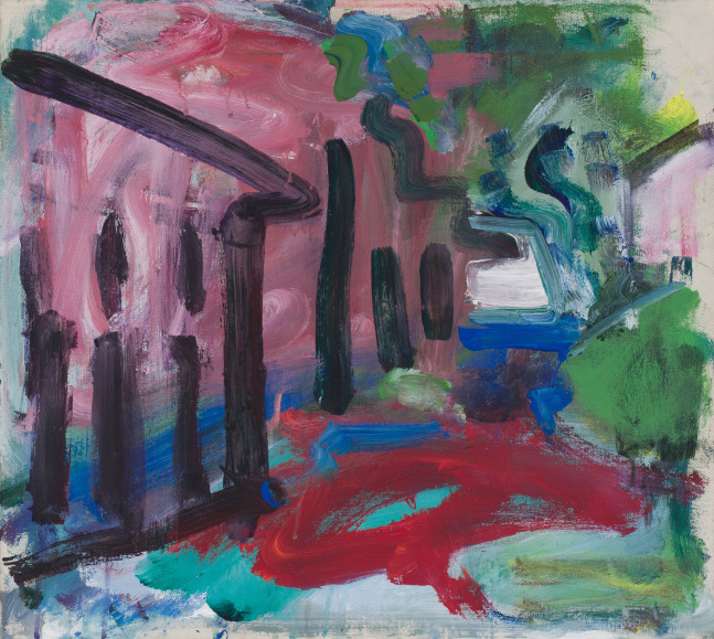 Robert De Niro, Sr. Side View of Houses and Street, 1967-69 Oil on canvas ​​​​​​​17 3/4 x 20 inches