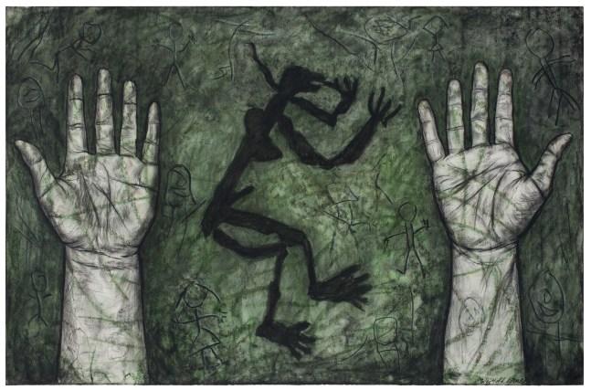 Whitfield Lovell, Marks, 1988. Oil stick and charcoal on paper, 25 x 38 inches