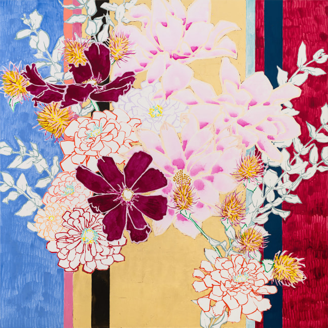 Dahlias and Cosmos October, 2020

Oil, acrylic and gold leaf on canvas

72 x 72 inches