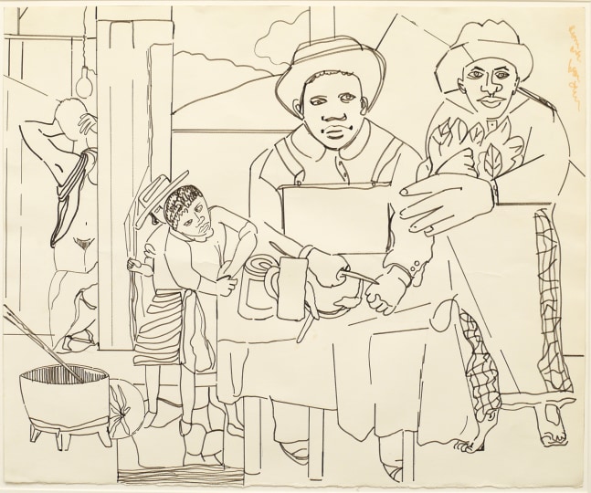 Romare Bearden, The Family, c. 1975. Felt tip on paper, 21 x 26 inches