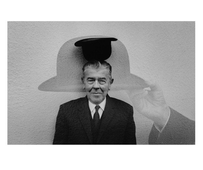 Magritte with Hat, 1965 Gelatin silver print 14 1/2 x 22 inches (image); 20 x 24 inches (paper size) Edition 1/5