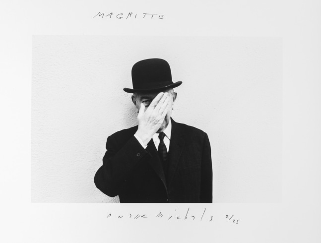 Magritte with Hand Over Face Exposing One Eye, 1965 Gelatin silver print 6 ⅝ x 10 inches (image); 11 x 14 inches (paper) Edition 2 2/25