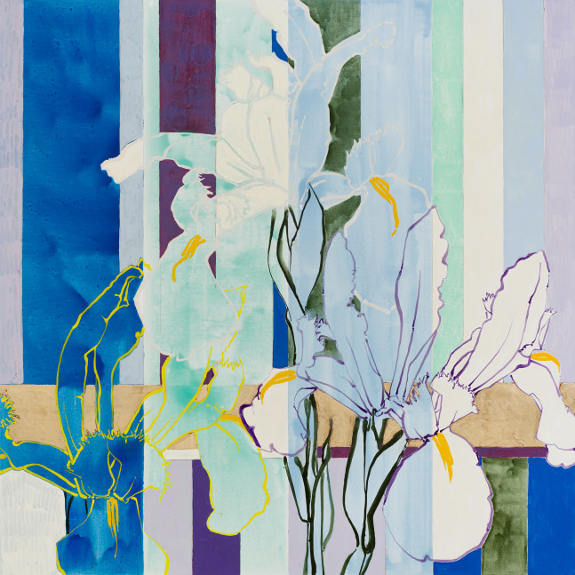 Three Dutch Iris, 2020

Oil, acrylic, and gold leaf on canvas

72 x 72 inches