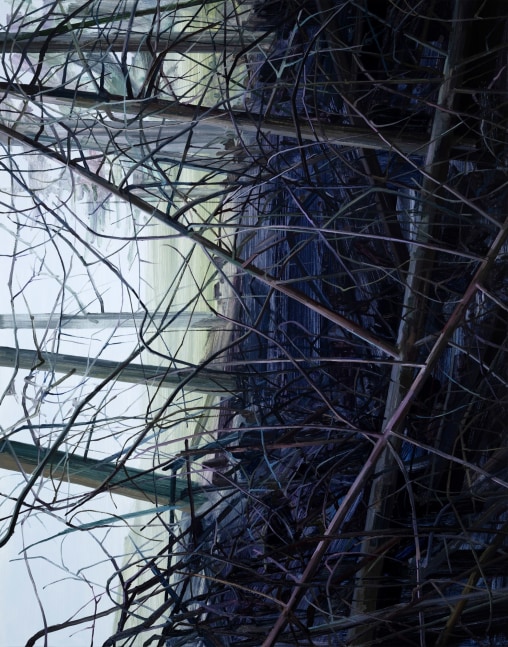Claire Sherman, Trees and Shore, 2022. Oil on canvas, 66 x 84 inches