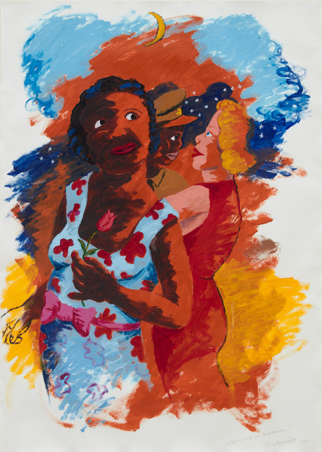Robert Colescott, Stars Fell on Alabama, 1990. Acrylic on paper, 42 x 30 inches
