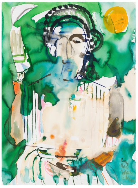 Romare Bearden, Obeah with Sun, 1984. Watercolor on paper, 29 1/2 x 21 1/2 inches