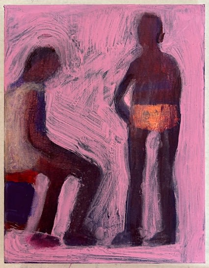 Katherine Bradford, Seated on Car Top, 2022. Seated and Standing, 10 x 8 inches