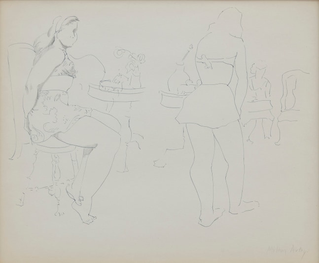 Milton Avery, Stella Twice, c. 1955. Ink and pencil on paper, 13 1/2 x 16 1/2 inches