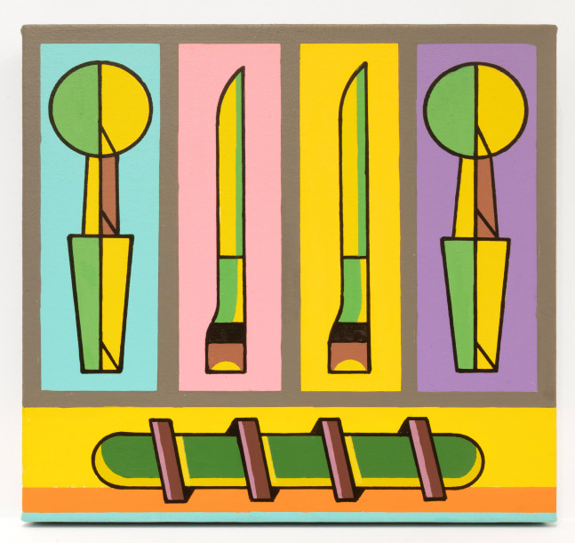 Trevor Winkfield, Parade, 2022. Acrylic on linen, 12 x 12 inches