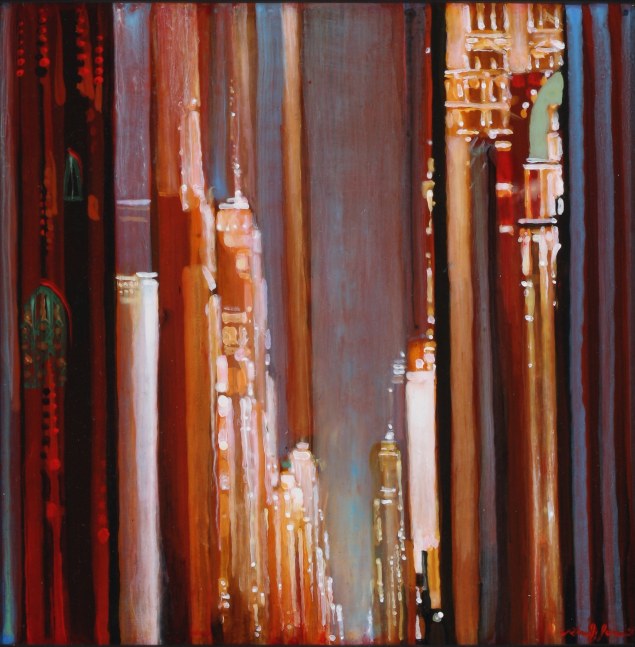 Mark Innerst
Gold Stripes With Green Tracery, 2011
Acrylic on panel in the artist&amp;#39;s handmade frame
8 x 8 inches (panel); 14 3/4 x 14 3/4 inches (frame)