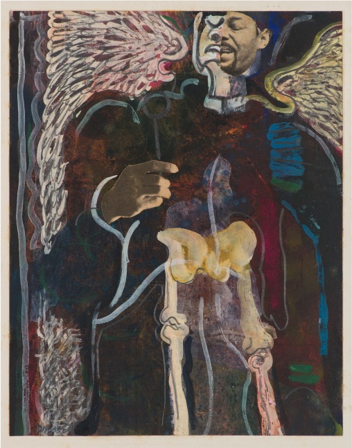 I Want Two Wings, 1973
Collage, gouache and pencil on paper mounted to board
9 3/8 x 7 3/8 inches (sight)