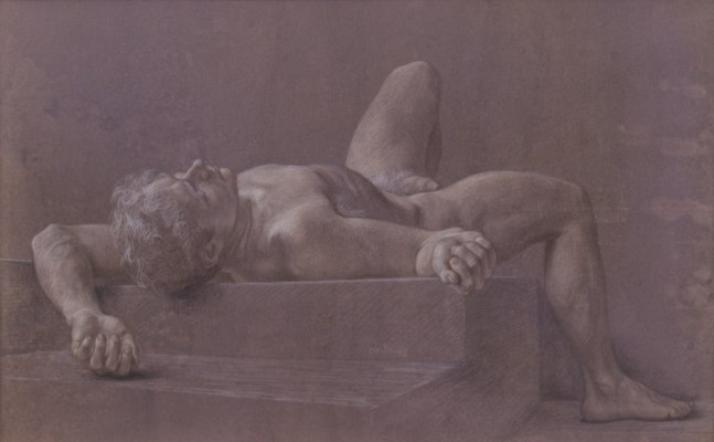 Paul Cadmus, Male Nude, 1965. Crayon on hand-toned paper, 19 1/4 x 24 3/4 inches