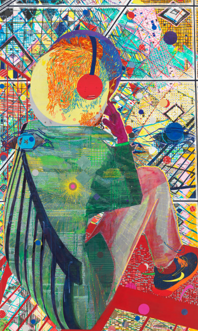 Kyle (High Fidelity), 2020
Acrylic, ink, and colored pencil on mulberry paper on wood
60 x 36 inches