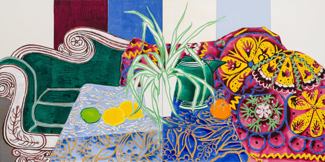 Suzani and Sofa, 2021

Oil and acrylic on canvas

48 x 96 inches