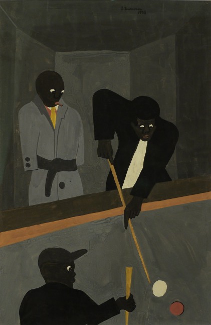 Jacob Lawrence
Pool Players, 1938
Tempera on brown paper
17 3/4 x 11 3/4 inches

Call Gallery for Information