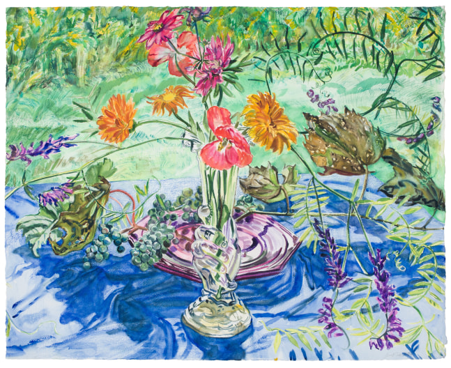 Janet Fish
Wild Grapes and Flowers, 1988
Watercolor on paper
29 3/4 x 37 inches