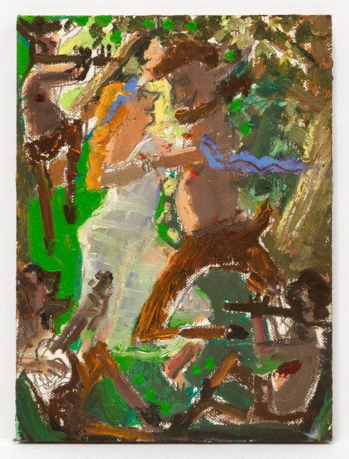 Kyle Staver, Study for Dance in the woods, 2022. Oil on panel, 7 x 5 inches