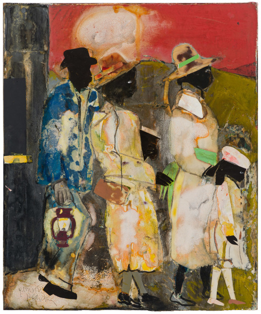 Romare Bearden, Evening Church, 1985. Collage and oil on fiberboard, 14 x 11 1/2 inches