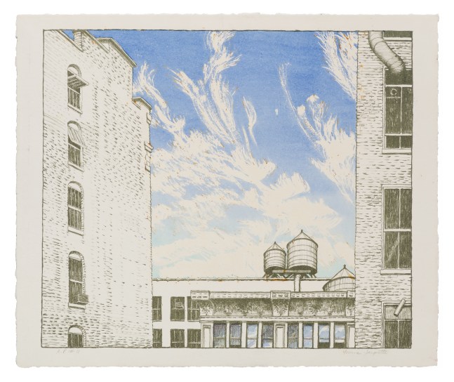 22nd Street, AP 11, 1974. Lithograph with hand-coloring, 19 x 22 inches (image); 21 x 25 1/4 inches (paper)
