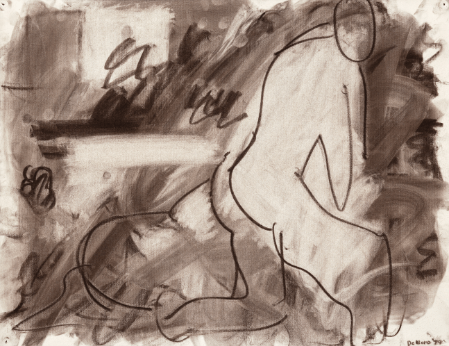 Robert De Niro, Sr., Kneeling Nude Figure, 1979. Charcoal on paper, 19 5/8 x 25 1/2 inches