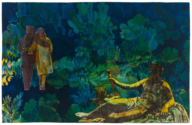 Lovers in the Luxembourg Garden, 1981 Collage on paper, 14 ¾ x 22 inches