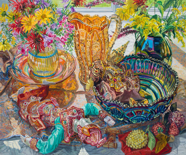 Janet Fish
Sequins, 2003
Oil on canvas
50 x 60 inches