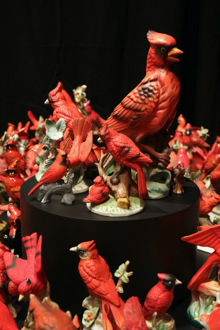 Cardinalis, 2021 (detail)
Rotating table with attached found objects
36 x 79 inches&amp;nbsp;