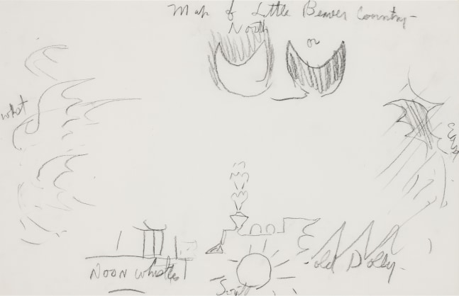 Map of Little Beaver County (Doodle 12), n.d.

Charcoal on paper

10 3/4 x 16 3/4 inches (sight)