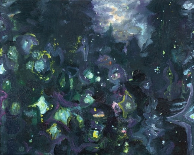 Eric Aho, Summer Night, Fireflies, Mists, and Vapors III, 2023. Oil on linen, 16 x 20 inches