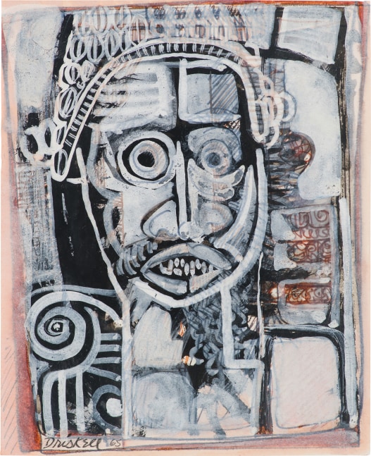 Mask Man, 1965
Tempera and pencil on paper
6 3/4 x 5 1/2 inches (sight)