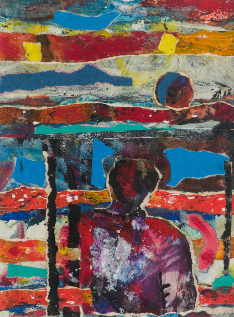 Figure in Moonlight,&amp;nbsp;2000
Collage and acrylic on paper
8 x 6 inches