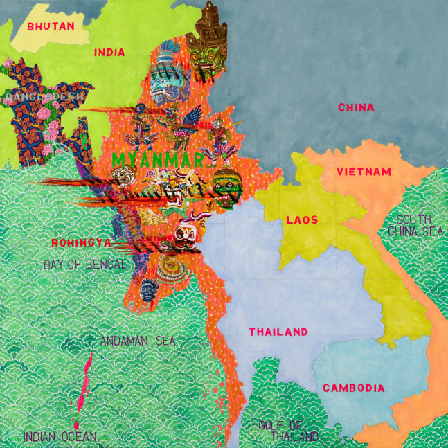 Myanmar Rakhine Bangladesh, 2022-23 Acrylic on canvas 60 x 60 inches