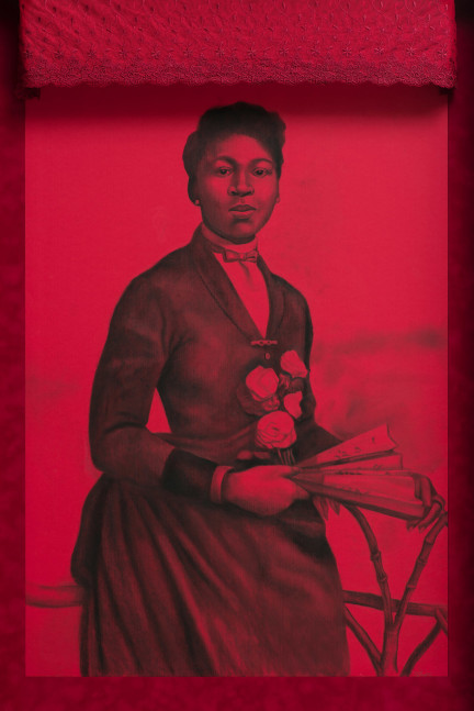 The Red XII, 2021
Cont&amp;eacute; on paper with attached found object
45 3/4 x 34 x 4&amp;nbsp;7/8 inches