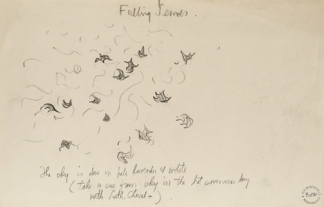 Falling Leaves, n.d.

Pencil on paper

11 x 17 inches (paper); 17 5/8 x 23 1/2 (frame)

&amp;nbsp;