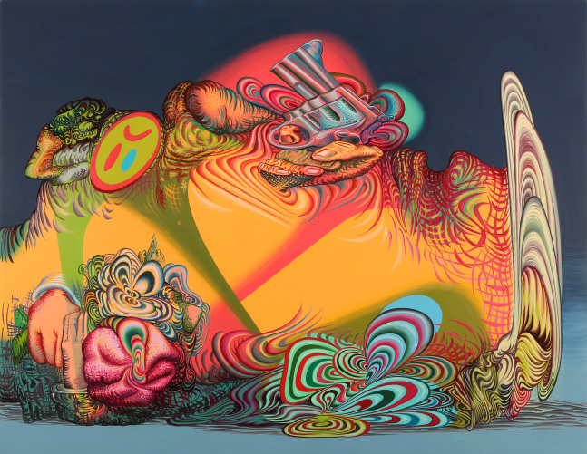 James Esber, Sleeper, 2021. Acrylic on PVC panel, 48 x 62 1/2 inches.