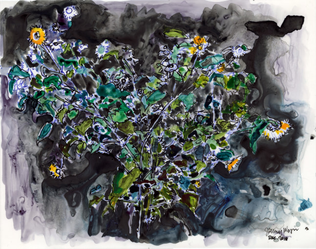 Sunflower No. 8, 2018. Ink on yupo, 10 3/4 x 13 3/4 inches