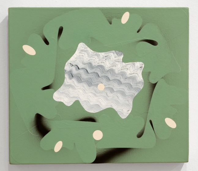 Vlad Petrovski, Perfect Timing III, 2023. Acrylic, flashe, and spray paint on canvas, 15 x 13 inches